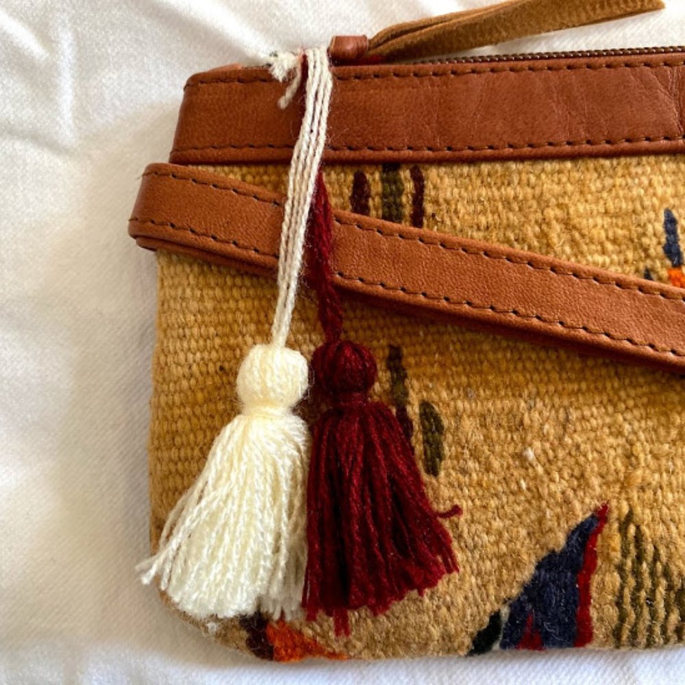 Nena & Co Morocco Collection Mini Clutch Kilim Woven Tan Leather Trim - Picture 3 of 7